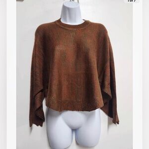 Olivacious Cropped Dolman Poncho Sweater Size S/M. B26